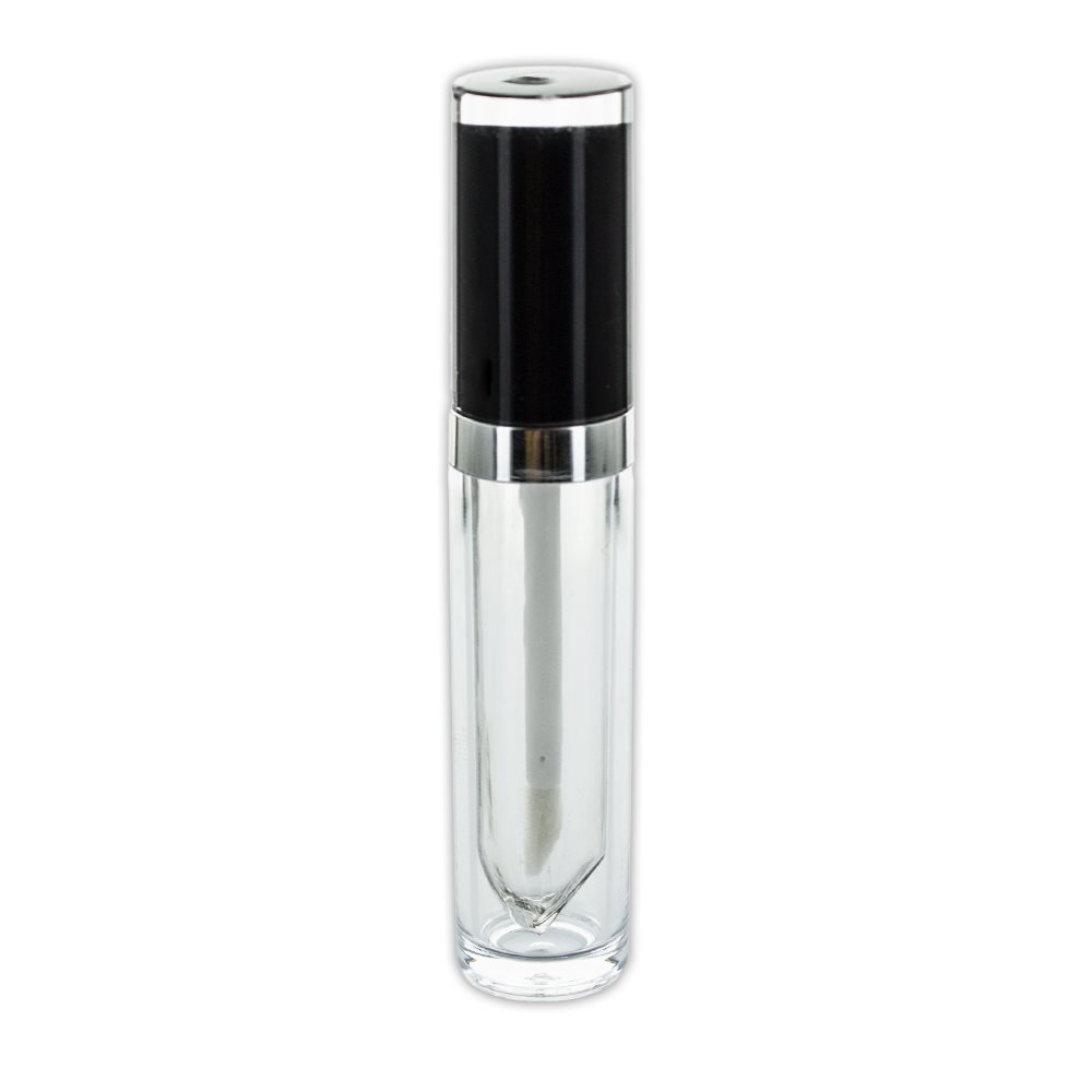 Lip Gloss hylster 7,5 ml. sort og sølv